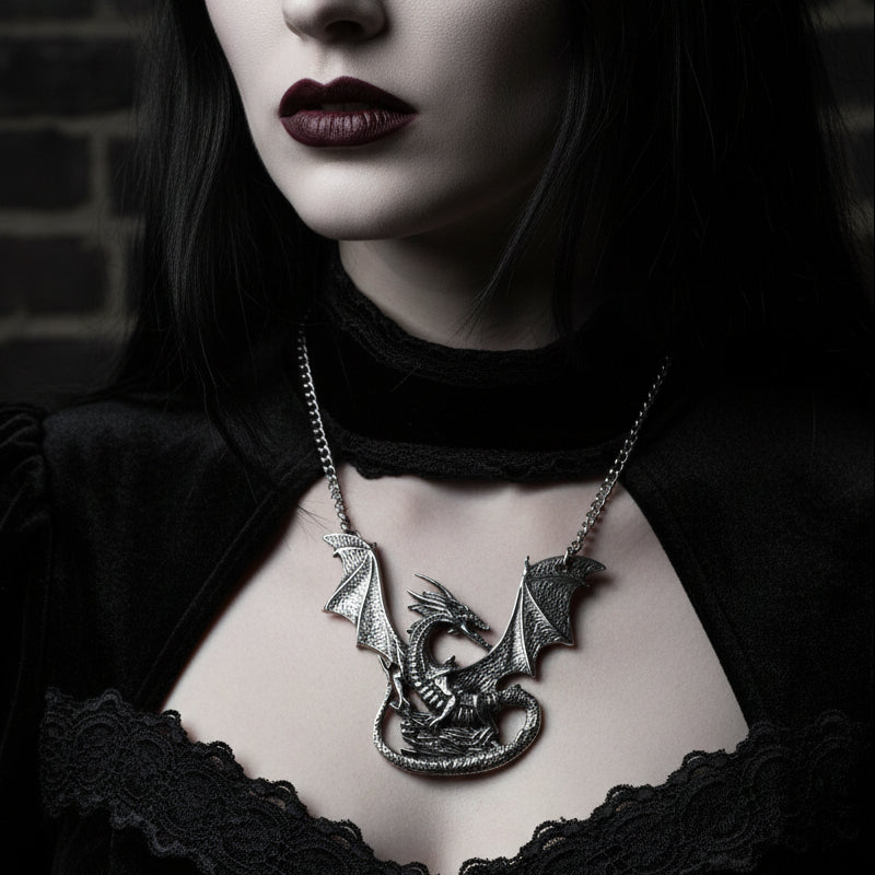 Dragon Necklace, Celtic Jewelry, Pagan Jewelry, Gothic Necklace, Wiccan Jewelry, Welsh Dragon Pendant, Pagan Jewelry, Wales Jewelry