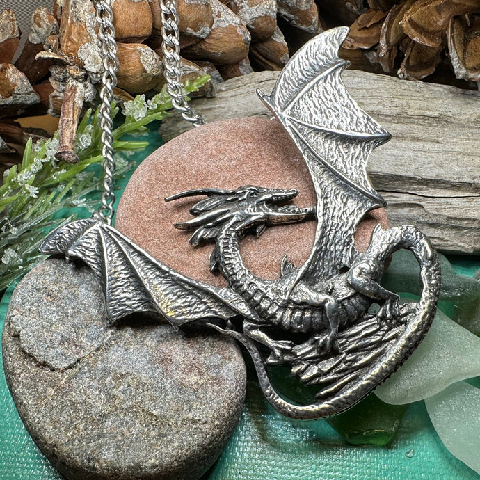 Dragon Necklace, Celtic Jewelry, Pagan Jewelry, Gothic Necklace, Wiccan Jewelry, Welsh Dragon Pendant, Pagan Jewelry, Wales Jewelry