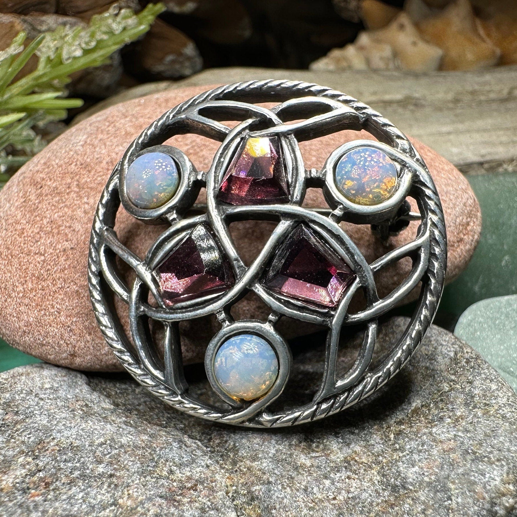 Celtic Knot Brooch, Celtic Jewelry, Irish Jewelry, Scotland Jewelry, Opal Celtic Brooch, Celtic Pin, Wife Gift, Wiccan Pin, Scottish Gift
