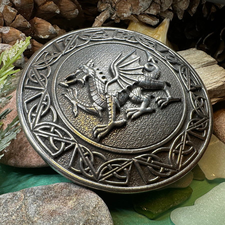 Welsh Dragon Brooch, Wales Jewelry, Extra Large Celtic Pin, Grooms Gift, Father's Day Gift, Celtic Pin, Pagan Brooch, Plaid Pin, Tartan Pin