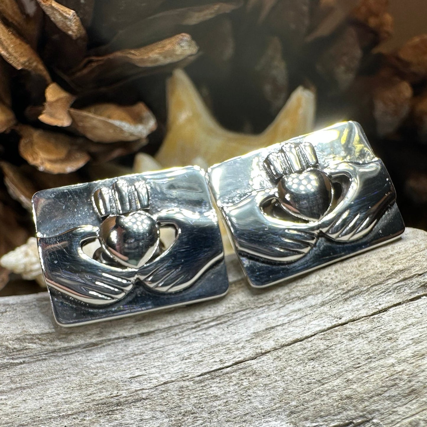 Traditional Claddagh Cufflinks for Men — view 8