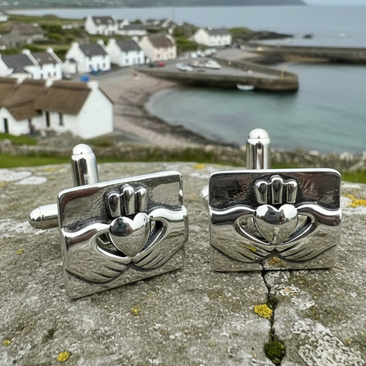 Claddagh Cuff Links, Irish Jewelry, Mens Celtic Jewelry, Silver Gift for Him, Dad Gift, Groom Gift, Dad Gift, Graduation Gift, Brother Gift