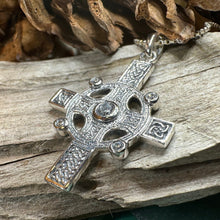 Load image into Gallery viewer, Celtic Cross Necklace, Scottish Jewelry, Diamond Cross Pendant, First Communion Cross, Christian Jewelry, Religious Jewelry, Scotland Gift
