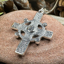 Load image into Gallery viewer, Celtic Cross Necklace, Scottish Jewelry, Diamond Cross Pendant, First Communion Cross, Christian Jewelry, Religious Jewelry, Scotland Gift
