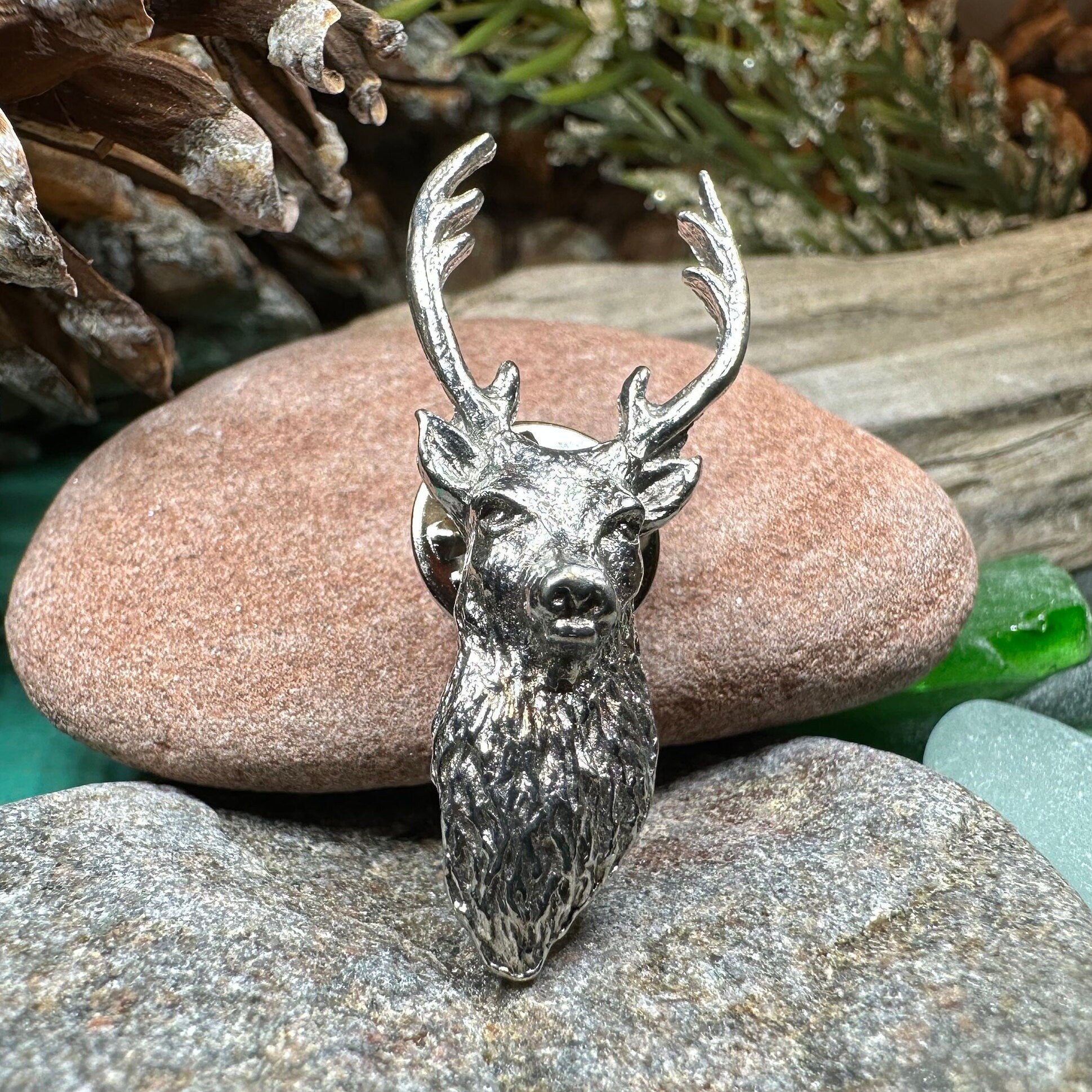 Stag Brooch, Scotland Jewelry, Stag Lapel Pin, Celtic Pin, Animal Jewelry, Scottish Brooch, Scotland Pin, Nature Jewelry, Hunter Gift
