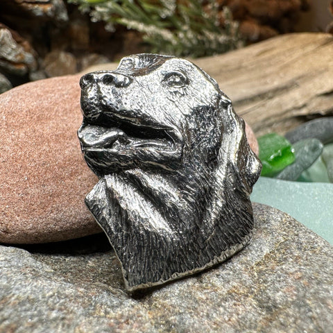 Load image into Gallery viewer, Dog Brooch, Dog Lover Gift, Labrador Lapel Pin, Dog Pin, Scarf Pin, Dog Lover Gift, Dog Jewelry, Hunter Gift, Pewter Coat Pin, English Lab
