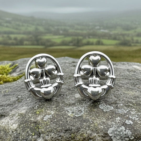 Claddagh Cuff Links, Irish Jewelry, Mens Celtic Jewelry, Silver Gift for Him, Dad Gift, Groom Gift, Dad Gift, Graduation Gift, Shamrock Gift