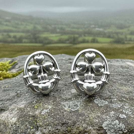 Claddagh Cuff Links, Irish Jewelry, Mens Celtic Jewelry, Silver Gift for Him, Dad Gift, Groom Gift, Dad Gift, Graduation Gift, Shamrock Gift