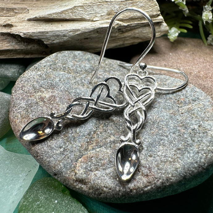 Love Spoon Earrings, Celtic Jewelry, Wales Jewelry, Welsh Earrings, Bridal Jewelry, Anniversary Gift, Heart Jewelry, Silver Spoon Wife Gift