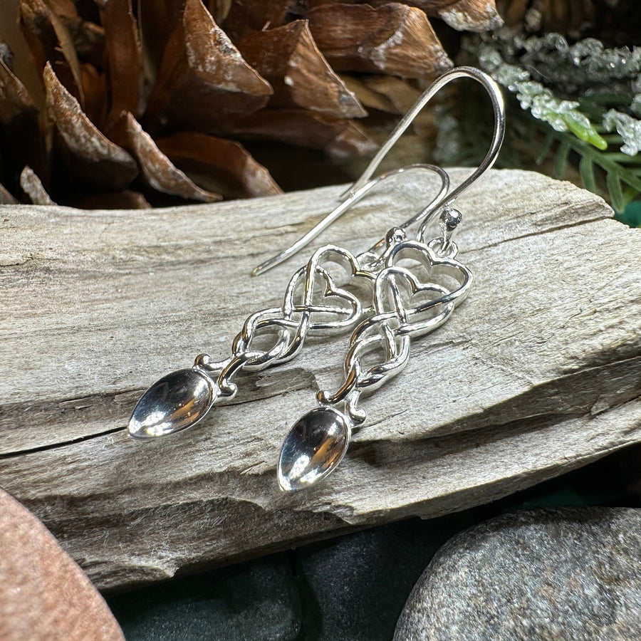 Love Spoon Earrings, Celtic Jewelry, Wales Jewelry, Welsh Earrings, Bridal Jewelry, Anniversary Gift, Heart Jewelry, Silver Spoon Wife Gift