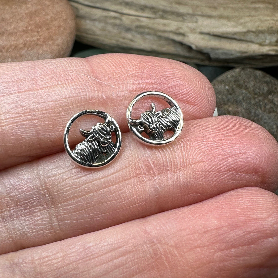 Highland Cow Earrings, Scotland Jewelry, Hairy Coo Gift, Animal Jewelry, Thistle Jewelry, Anniversary Gift, Scottish Gifts, Nature Jewelry