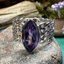 Load image into Gallery viewer, Celtic Knot Ring, Celtic Jewelry, Irish Jewelry, Amethyst Ring, Ireland Ring, Irish Dance Gift, Anniversary Gift, Bridal Ring, Promise Ring
