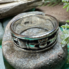 Load image into Gallery viewer, Celtic Ring, Irish Wedding Ring, Ireland Ring, Claddagh Ring, Irish Ring, Promise Ring, Anniversary Gift, Silver Wedding Band, Ireland Gift
