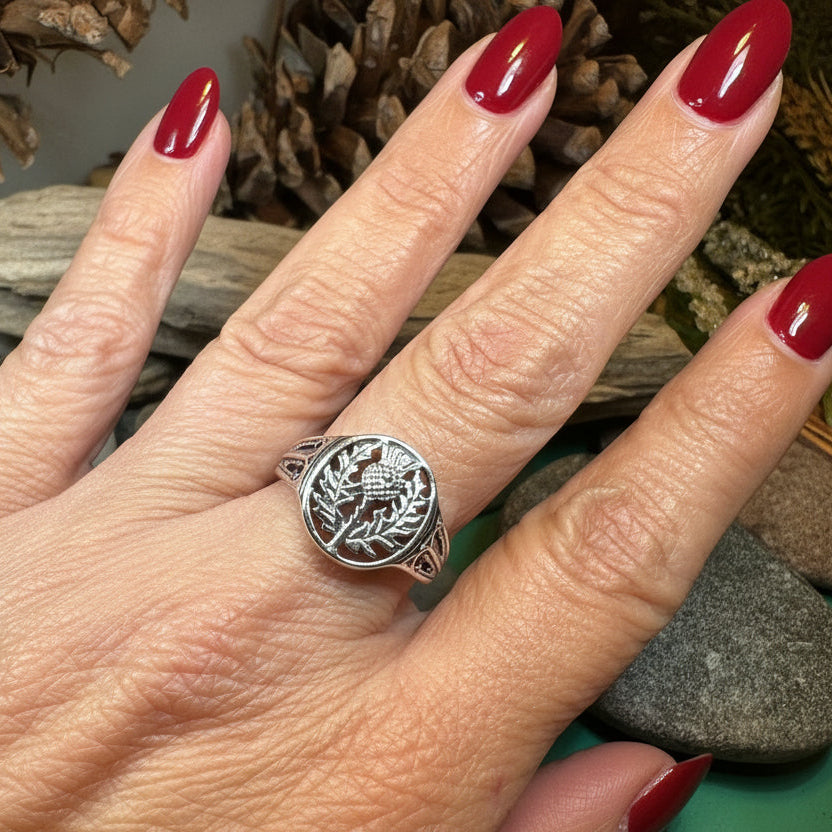 Thistle Ring, Celtic Jewelry, Scotland Jewelry, Flower Jewelry, Scottish Jewelry, Nature Ring, Silver Thistle Jewelry, Mom Gift, Wife Gift