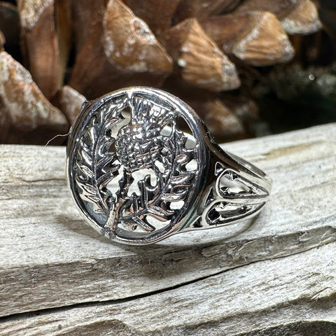 Load image into Gallery viewer, Thistle Ring, Celtic Jewelry, Scotland Jewelry, Flower Jewelry, Scottish Jewelry, Nature Ring, Silver Thistle Jewelry, Mom Gift, Wife Gift
