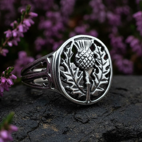 Load image into Gallery viewer, Thistle Ring, Celtic Jewelry, Scotland Jewelry, Flower Jewelry, Scottish Jewelry, Nature Ring, Silver Thistle Jewelry, Mom Gift, Wife Gift
