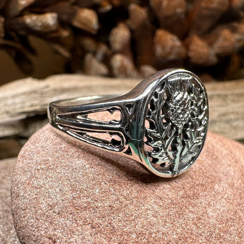 Load image into Gallery viewer, Thistle Ring, Celtic Jewelry, Scotland Jewelry, Flower Jewelry, Scottish Jewelry, Nature Ring, Silver Thistle Jewelry, Mom Gift, Wife Gift
