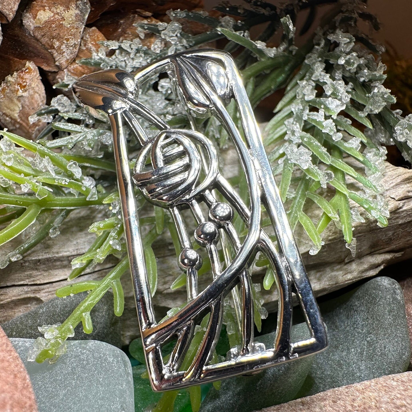 Mackintosh Roses Brooch, Scotland Jewelry, Mackintosh Jewelry, Celtic Pin, Scarf Pin, Scottish Silver Brooch, Mom Gift, Graduation Gift
