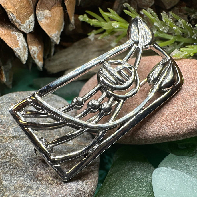 Mackintosh Roses Brooch, Scotland Jewelry, Mackintosh Jewelry, Celtic Pin, Scarf Pin, Scottish Silver Brooch, Mom Gift, Graduation Gift