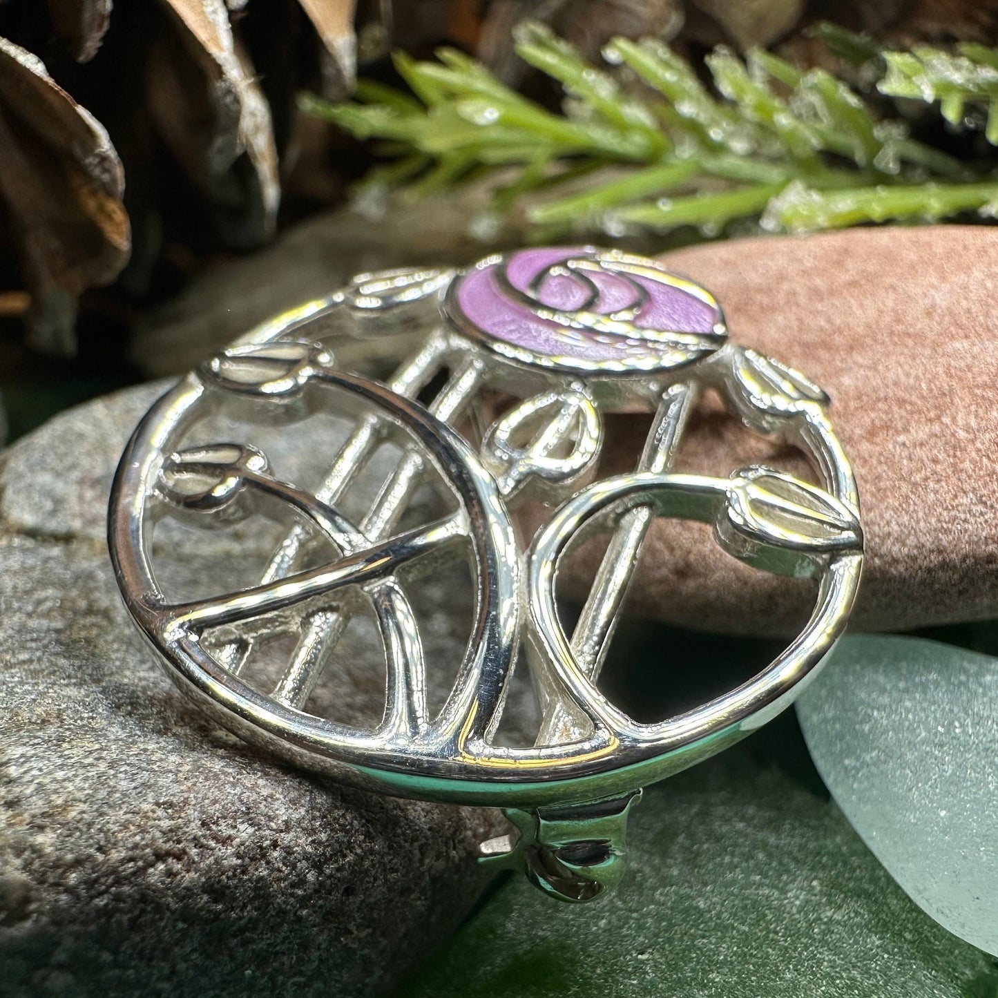 Mackintosh Roses Brooch, Scotland Jewelry, Mackintosh Jewelry, Celtic Pin, Scarf Pin, Scottish Silver Brooch, Mom Gift, Graduation Gift
