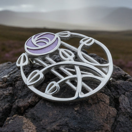 Mackintosh Roses Brooch, Scotland Jewelry, Mackintosh Jewelry, Celtic Pin, Scarf Pin, Scottish Silver Brooch, Mom Gift, Graduation Gift