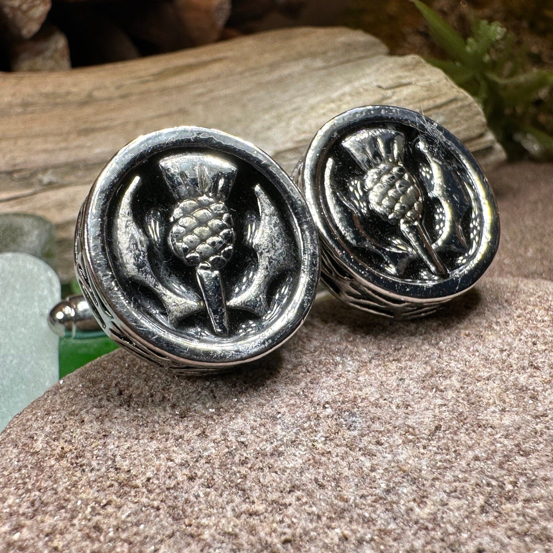 Thistle Cuff Links, Scotland Jewelry, Celtic Jewelry, Dad Gift, Bagpiper Gift, Groom Gift, Best Man Gift, Boyfriend Gift, Husband Gift