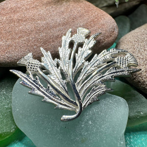 Thistle Brooch, Scottish Jewelry, Celtic Pin, Outlander Gift, Thistle Pin, Wiccan Jewelry, Flower Pin, Anniversary Gift, Silver Mom Gift