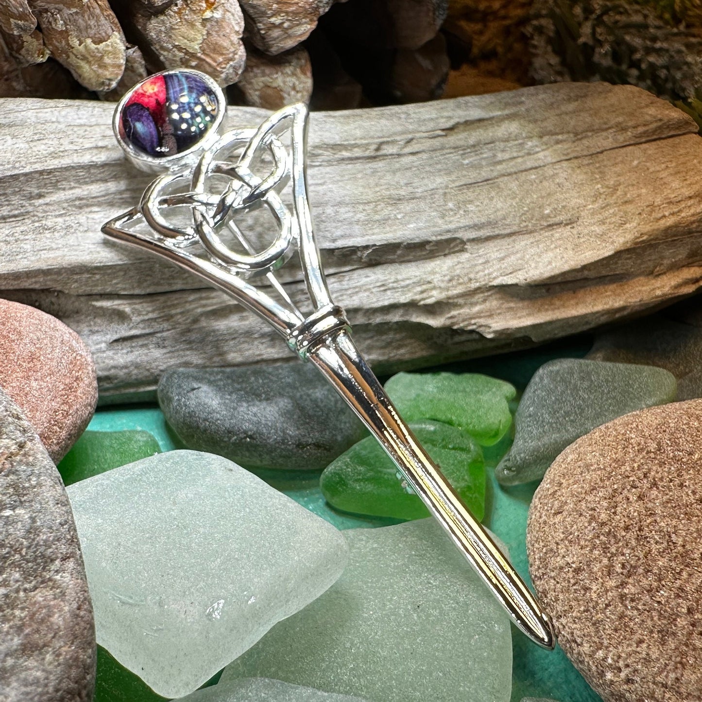 Celtic Kilt Pin, Scotland Jewelry, Scottish Brooch, Outlander Jewelry, Scottish Kilt Pin, Scotland Pin, Heathergems Pin, Pewter Celtic Pin