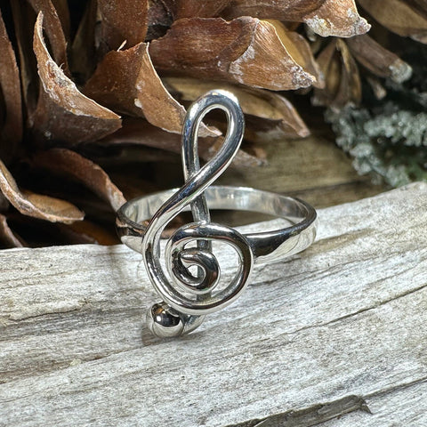 Load image into Gallery viewer, Music Note Ring, Music Jewelry, Musician Jewelry, G Clef Jewelry, Theater Gift, Anniversary Gift, Sister Gift, Girlfriend Gift, Aunt Gift

