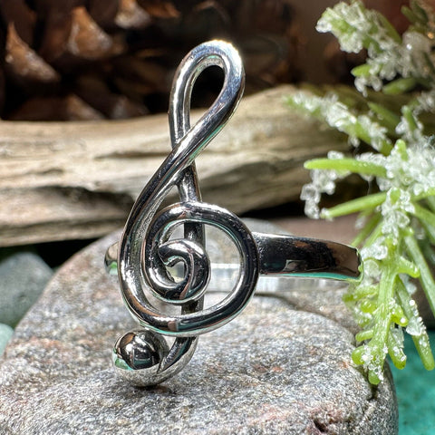 Load image into Gallery viewer, Music Note Ring, Music Jewelry, Musician Jewelry, G Clef Jewelry, Theater Gift, Anniversary Gift, Sister Gift, Girlfriend Gift, Aunt Gift
