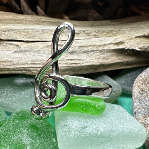Load image into Gallery viewer, Music Note Ring, Music Jewelry, Musician Jewelry, G Clef Jewelry, Theater Gift, Anniversary Gift, Sister Gift, Girlfriend Gift, Aunt Gift
