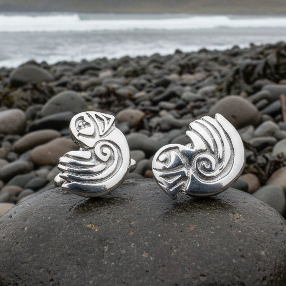 Puffin Cuff Links, Scotland Jewelry, Pewter Cufflinks, Men's Celtic Jewelry, Bird Jewelry, Girlfriend Gift, Anniversary Gift, Scottish Gift
