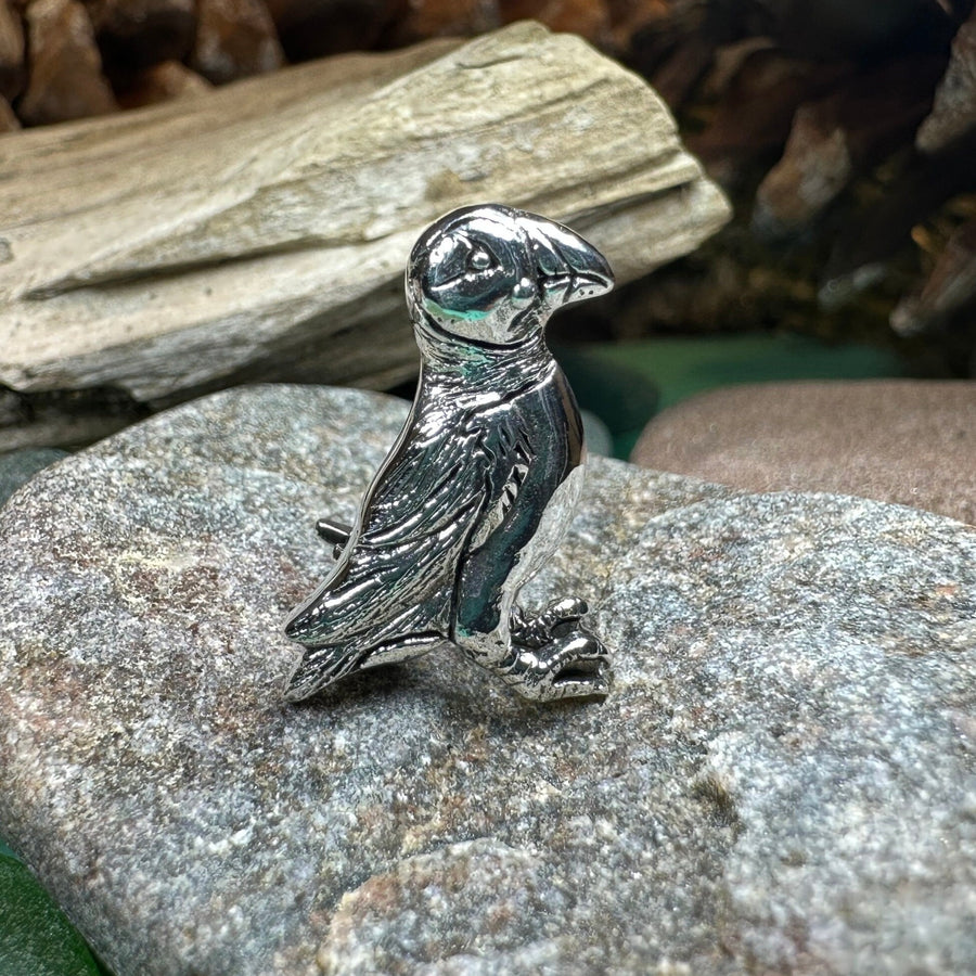 Puffin Lapel Pin, Scotland Jewelry, Bird Pin, Seashore Bird Jewelry, Cute Scatter Pin, Scottish Jewelry, Puffin Jewelry, Silver Brooch