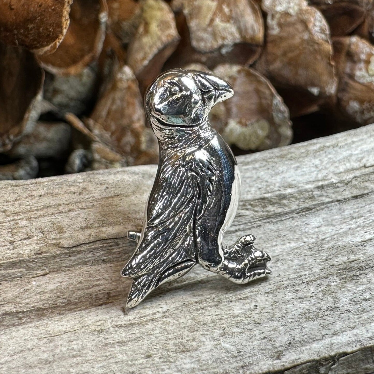 Puffin Lapel Pin, Scotland Jewelry, Bird Pin, Seashore Bird Jewelry, Cute Scatter Pin, Scottish Jewelry, Puffin Jewelry, Silver Brooch