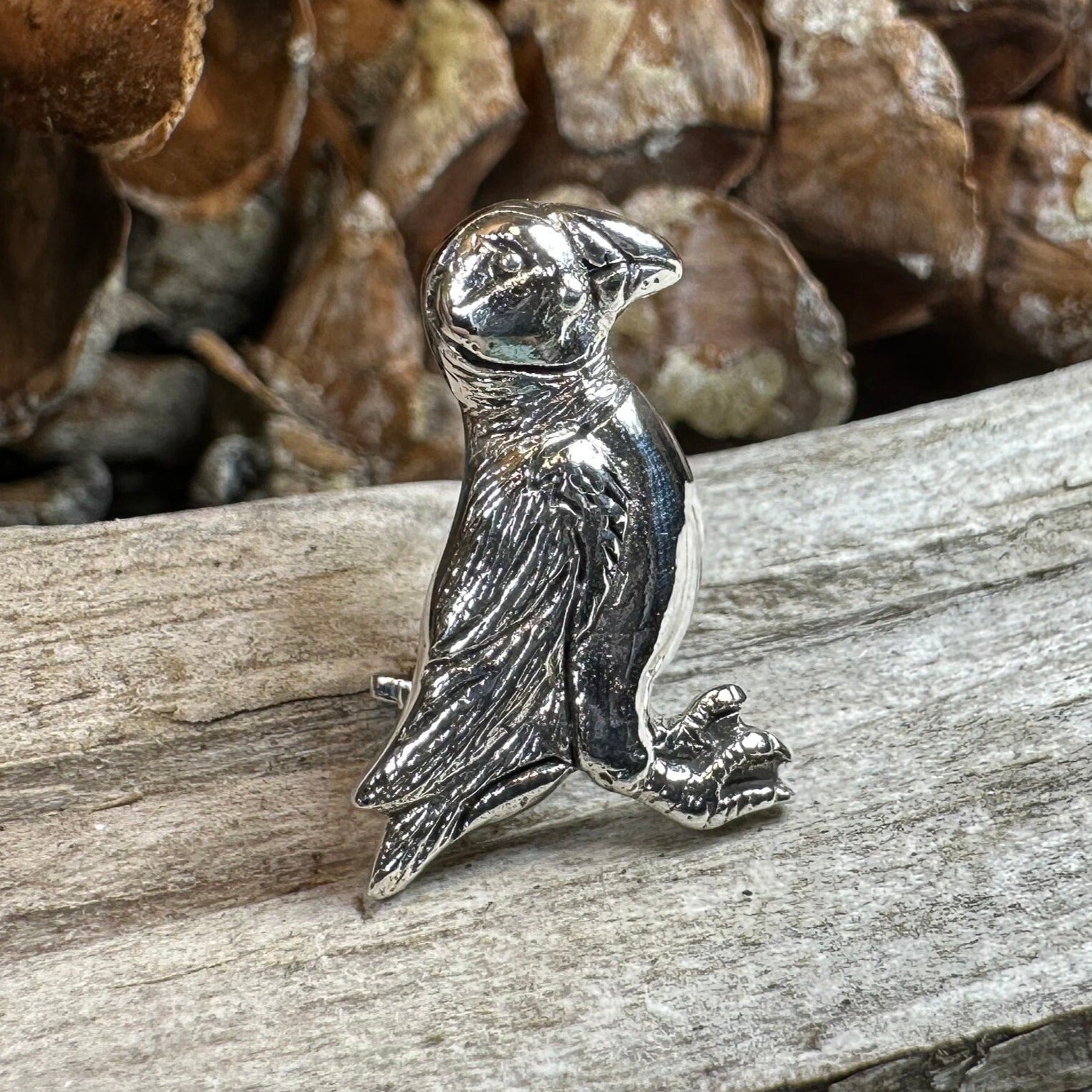 Puffin Lapel Pin, Scotland Jewelry, Bird Pin, Seashore Bird Jewelry, Cute Scatter Pin, Scottish Jewelry, Puffin Jewelry, Silver Brooch