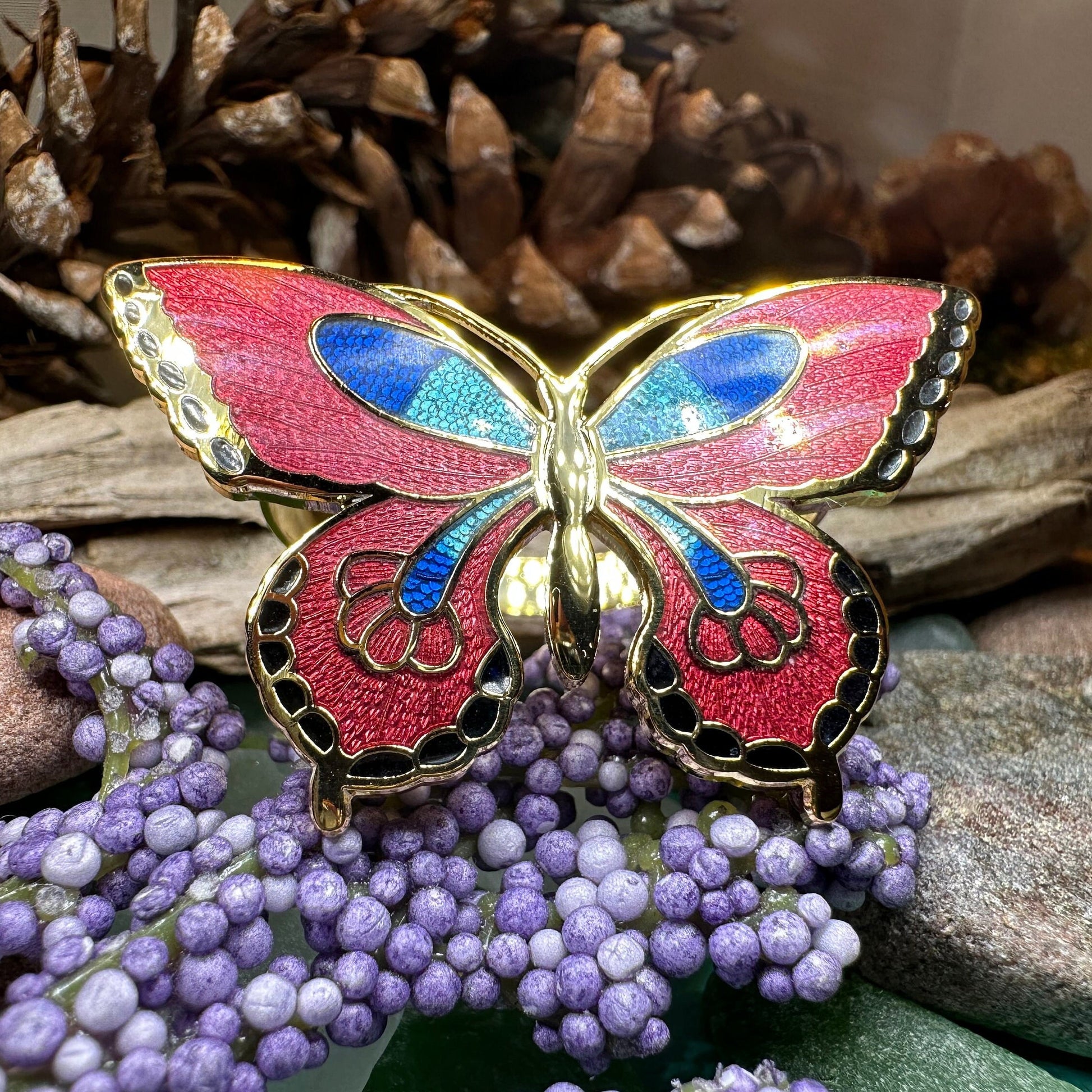 Butterfly Scarf Ring, Enamel Jewelry, Ladies Scarf Holder, Celtic Jewelry, Butterfly Jewelry, Sister Gift, Scarf Slide, Mom Gift, Wife Gift