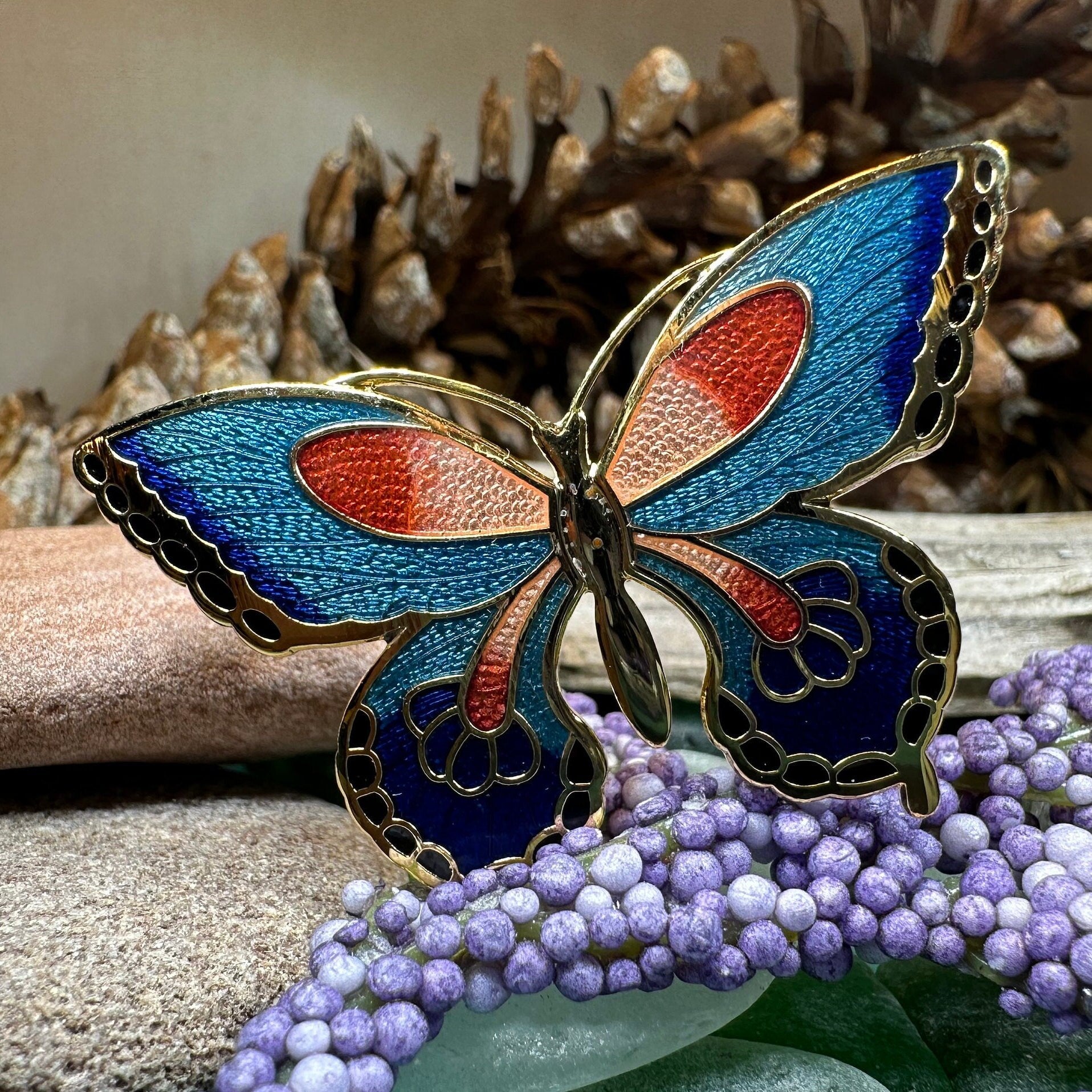Enamel Butterfly Scarf Ring – Celtic Crystal Design Jewelry