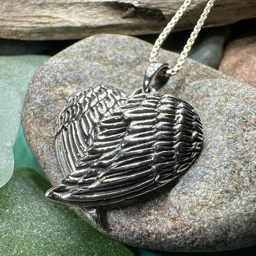 Angel Wings Necklace, Celtic Jewelry, Angel Pendant, Wings Necklace, Bridal Jewelry, Memorial Jewelry, Sweet 16 Gift, Wife Gift, Mom Gift