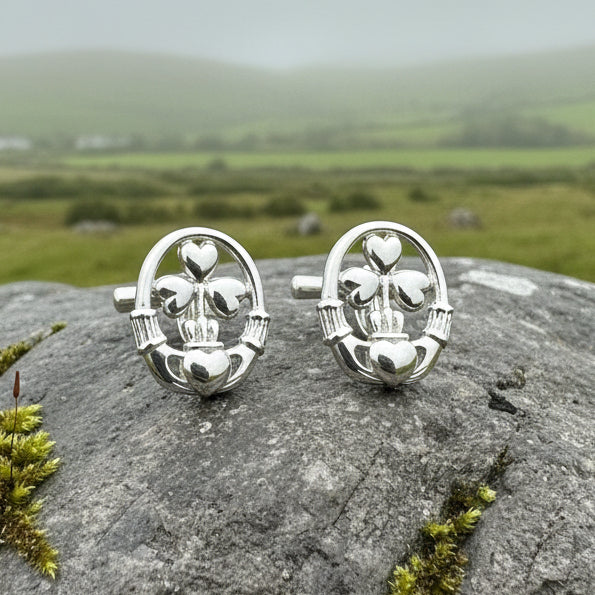 Claddagh Cuff Links, Irish Jewelry, Mens Celtic Jewelry, Silver Gift for Him, Dad Gift, Groom Gift, Dad Gift, Graduation Gift, Shamrock Gift