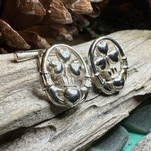 Load image into Gallery viewer, Claddagh Cuff Links, Irish Jewelry, Mens Celtic Jewelry, Silver Gift for Him, Dad Gift, Groom Gift, Dad Gift, Graduation Gift, Shamrock Gift
