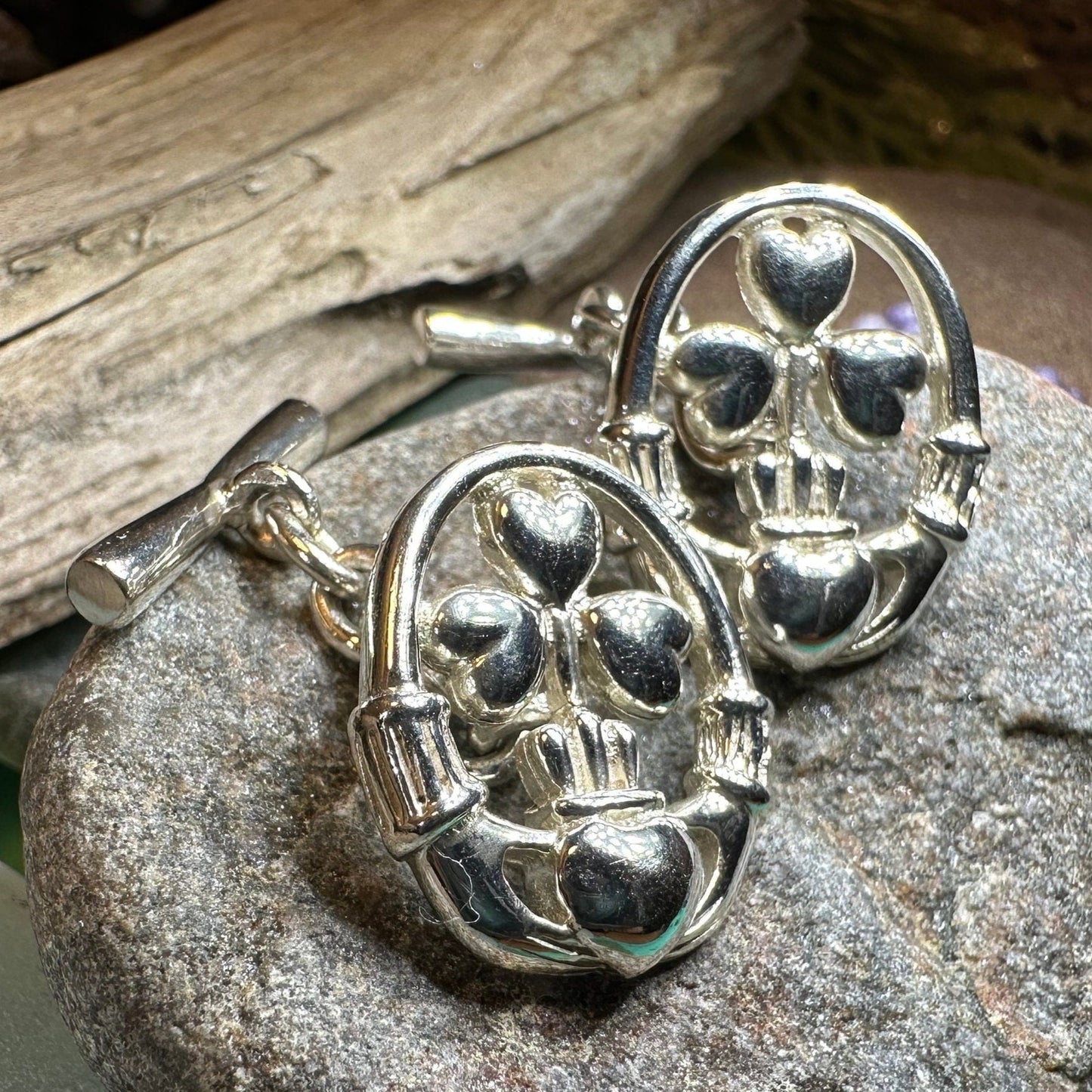 Claddagh Cuff Links, Irish Jewelry, Mens Celtic Jewelry, Silver Gift for Him, Dad Gift, Groom Gift, Dad Gift, Graduation Gift, Shamrock Gift