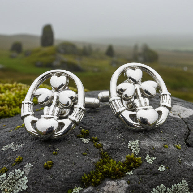 Claddagh Cuff Links, Irish Jewelry, Mens Celtic Jewelry, Silver Gift for Him, Dad Gift, Groom Gift, Dad Gift, Graduation Gift, Shamrock Gift