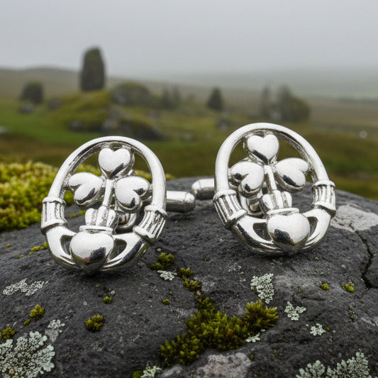 Claddagh Cuff Links, Irish Jewelry, Mens Celtic Jewelry, Silver Gift for Him, Dad Gift, Groom Gift, Dad Gift, Graduation Gift, Shamrock Gift