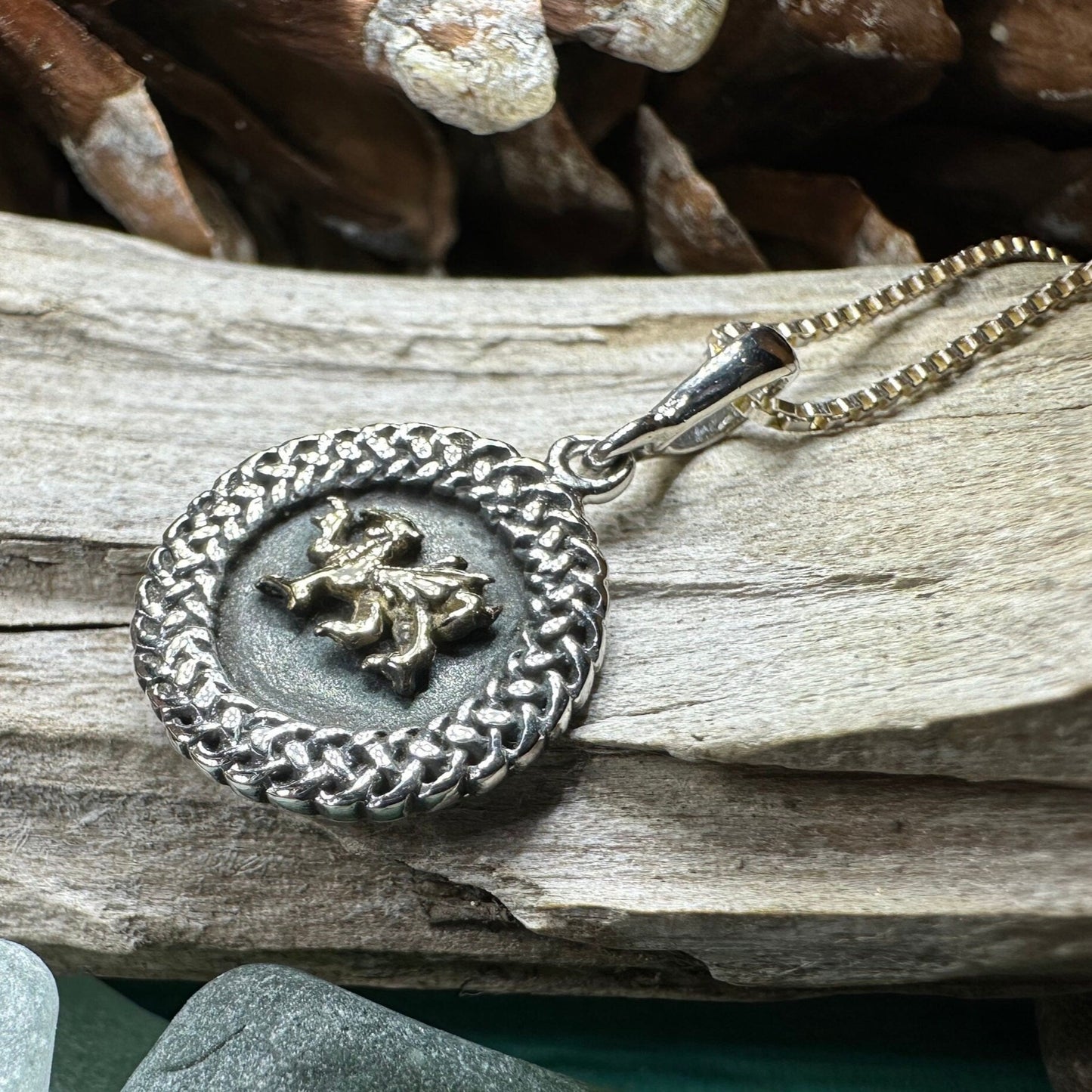 Welsh Dragon Necklace, Wales Necklace, Celtic Dragon, Celtic Jewelry, Silver Dragon, Pagan Jewelry, Wiccan Jewelry, Fantasy Jewelty