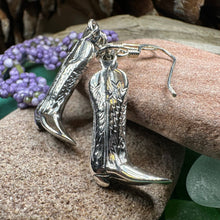 Load image into Gallery viewer, Cowboy Boot Earrings, Horseback Rider Earrings, Horse Jewelry, Equestrian Earrings, Rodeo Gift, Cowgirl Jewelry, Yellowstone Gift, Wife Gift
