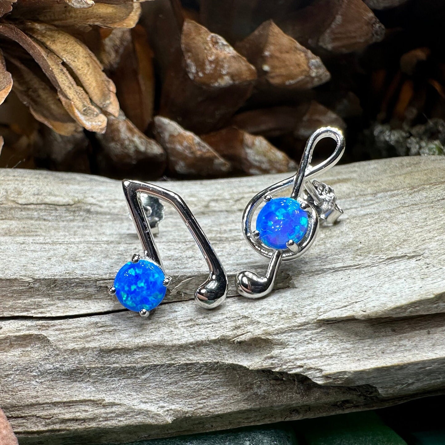 Music Note Stud Earrings, Musician Jewelry, Treble Clef Jewelry, Anniversary Gift, Opal Jewelry, Mom Gift, Sister Gift, Wife Gift