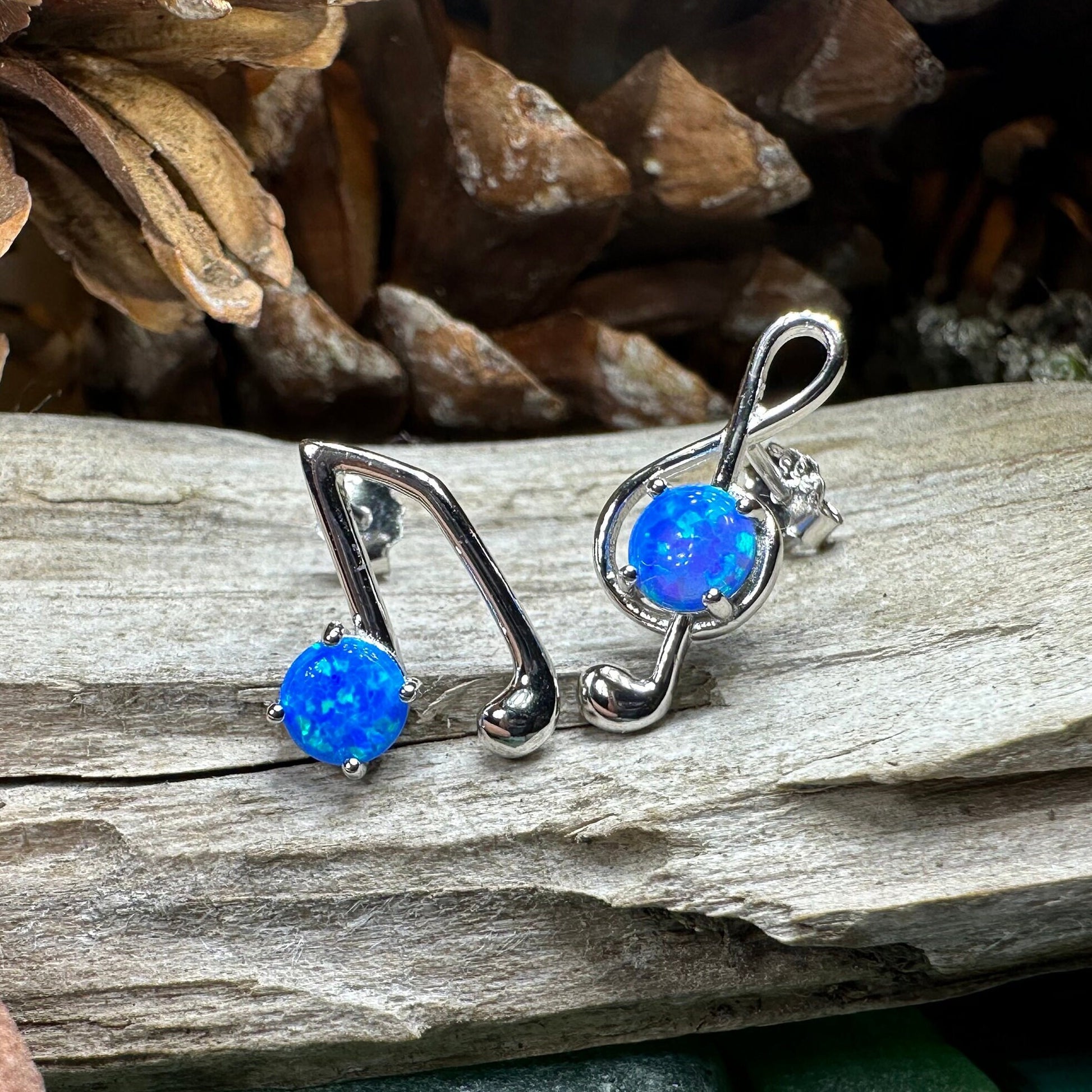 Music Note Stud Earrings, Musician Jewelry, Treble Clef Jewelry, Anniversary Gift, Opal Jewelry, Mom Gift, Sister Gift, Wife Gift