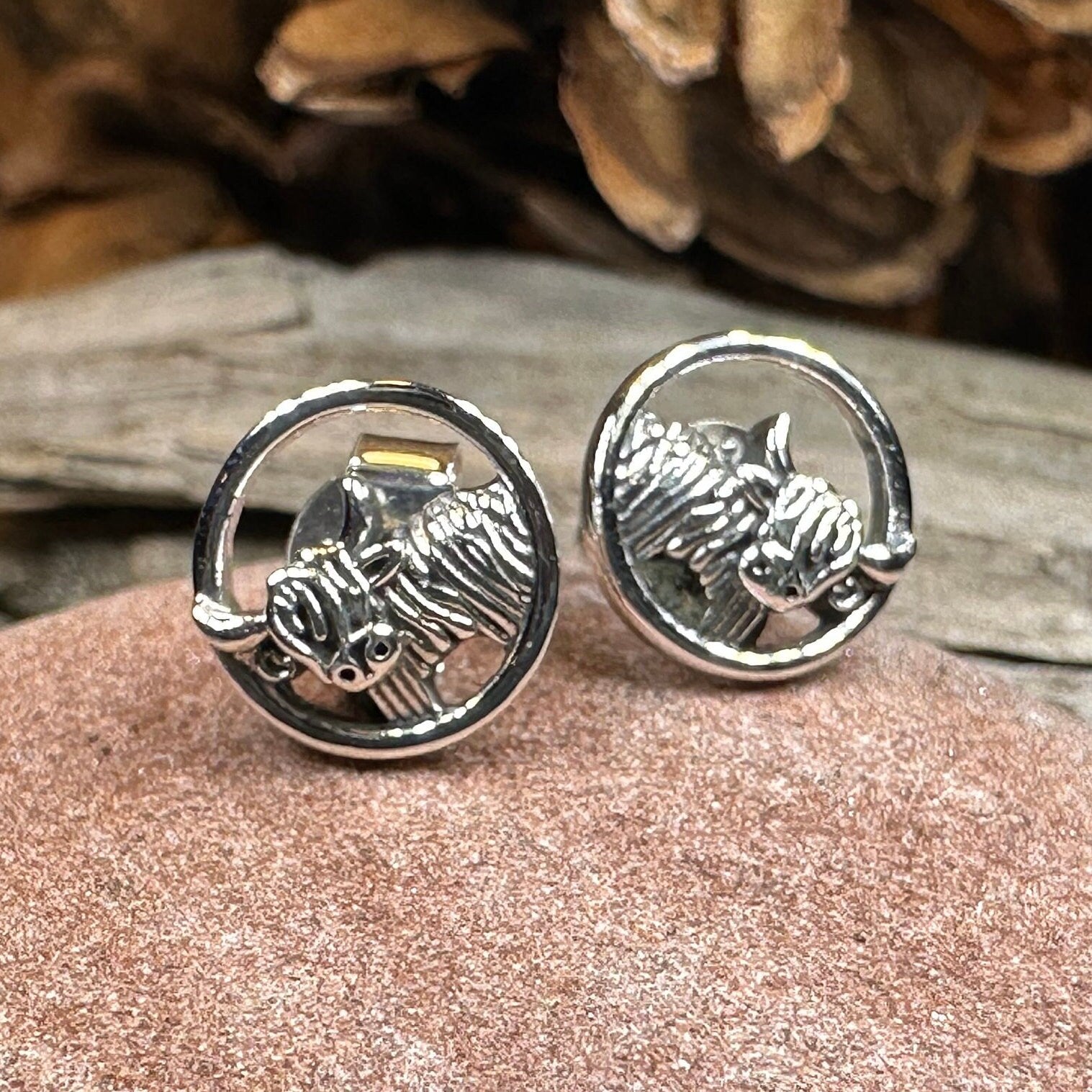 Scruffy Coo Highland Cow Post Earrings for Women — view 9