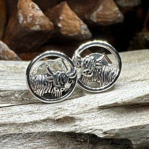 Highland Cow Earrings, Scotland Jewelry, Hairy Coo Gift, Animal Jewelry, Thistle Jewelry, Anniversary Gift, Scottish Gifts, Nature Jewelry