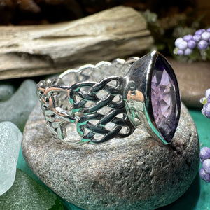 Celtic Knot Ring, Celtic Jewelry, Irish Jewelry, Amethyst Ring, Ireland Ring, Irish Dance Gift, Anniversary Gift, Bridal Ring, Promise Ring